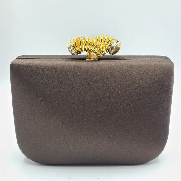 RODO Swarovski Italy Satin Handbag Clutch Purse Shoulder Evening Bag - Picture 11 of 12